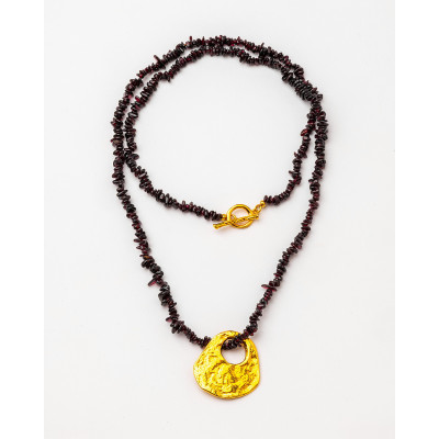 COLLAR LARGO CON GRANATE ROJO
