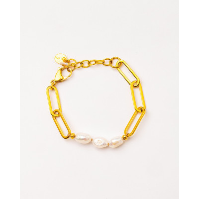 PULSERA BAÑO ORO CON PERLAS