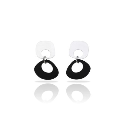 PENDIENTES K NEVA NEGRO PLATA